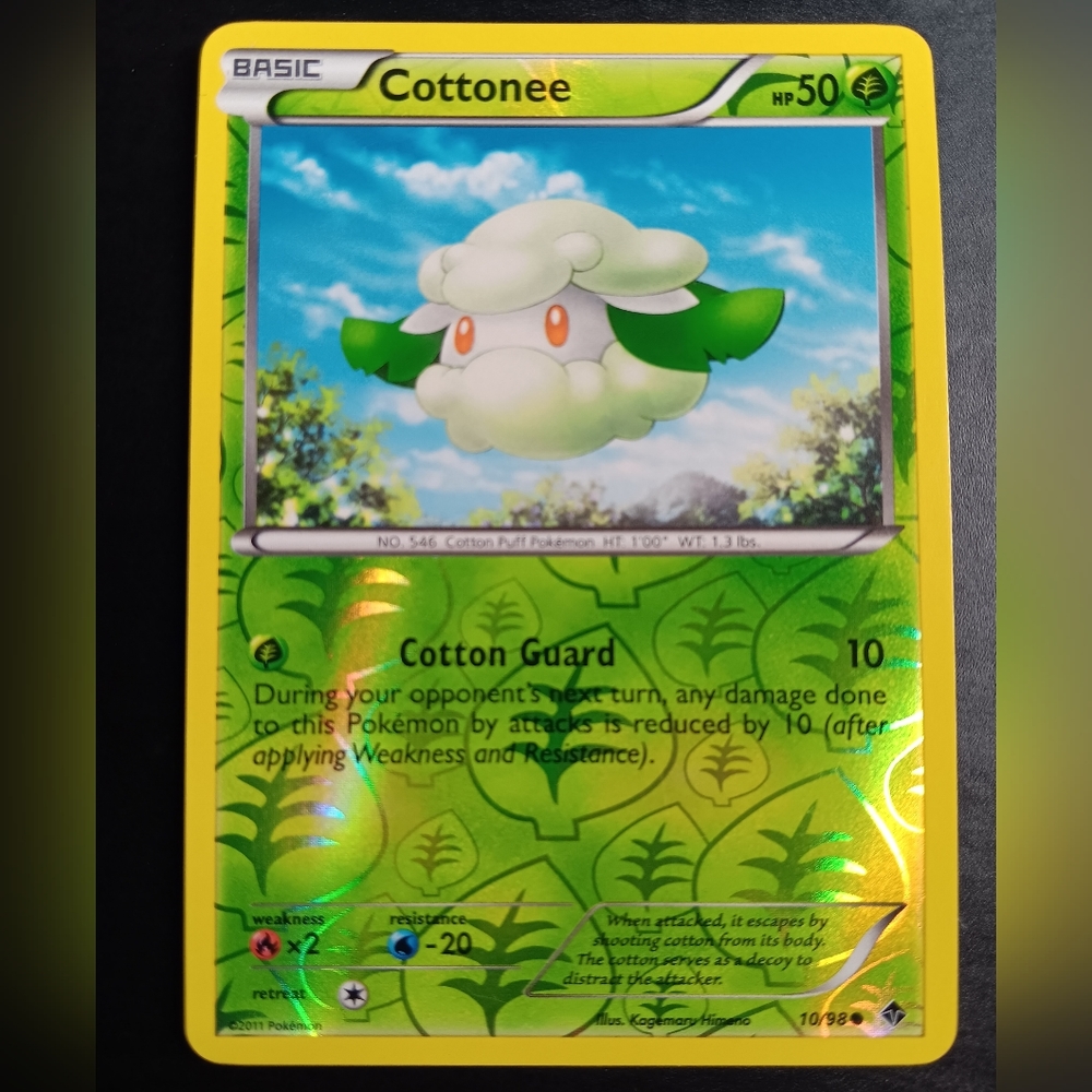 Cottonee Pokemon Card - Emerging Powers - 10/98 Rare Reverse Holo